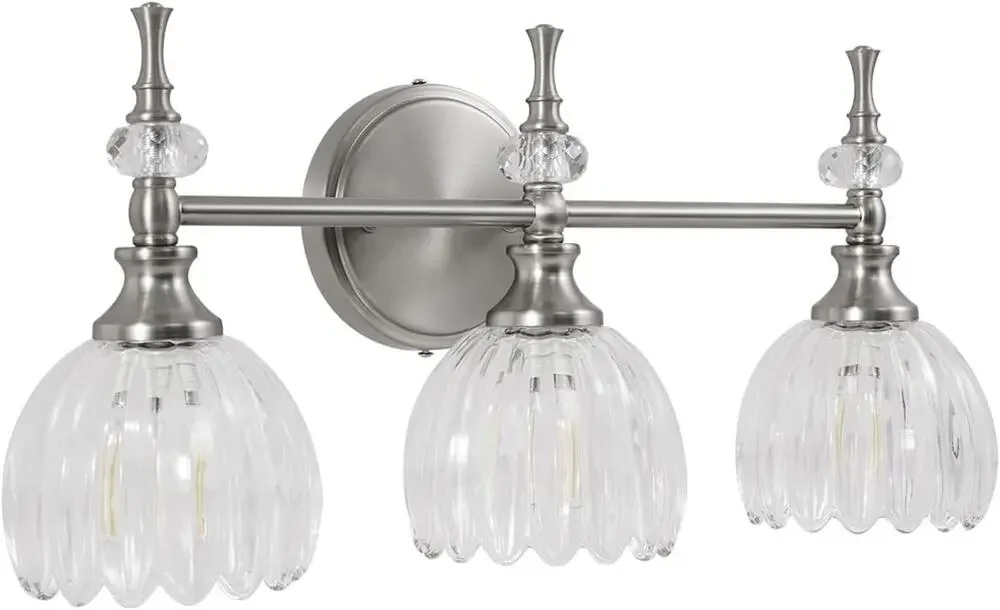 Modern 3-Light Bathroom Vanity Wall Light Brushed Nickel Fixture - Picture 1 of 7